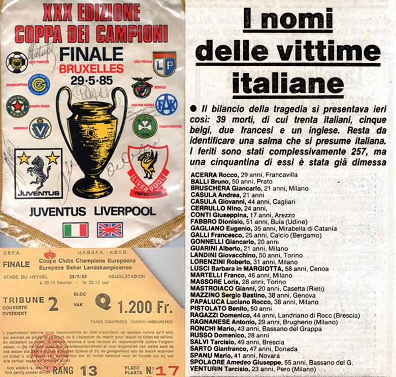29/05/1985 BRUXELLES STADIO HEYSEL: IO C'ERO!