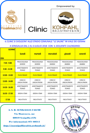 A SENIGALLIA IL REAL MADRID CLINIC